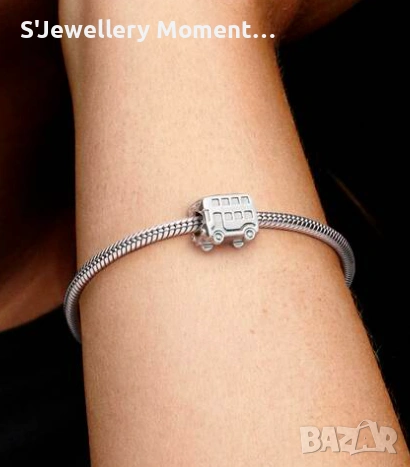 Сребърен талисман 925 за гривни Пандора London Bus Charm , снимка 2 - Гривни - 54094986