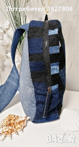 Ръчно изработена дънкова раница, снимка 4 - Раници - 51583911