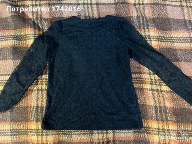 Черна дантелена блуза, снимка 2 - Блузи с дълъг ръкав и пуловери - 32073972