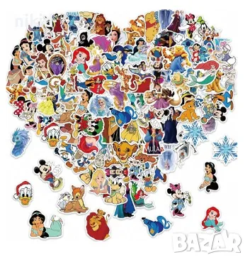 50 бр микс Дисни герои и принцеси самозалепващи лепенки стикери за украса декор картонена торта, снимка 12 - Други - 30716851
