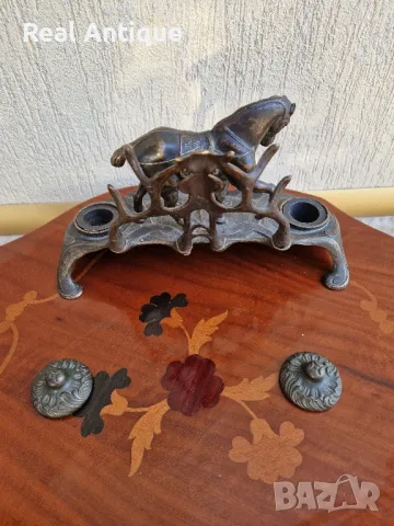 Уникална много красива антикварна бронзова мастилница , снимка 8 - Антикварни и старинни предмети - 48029560