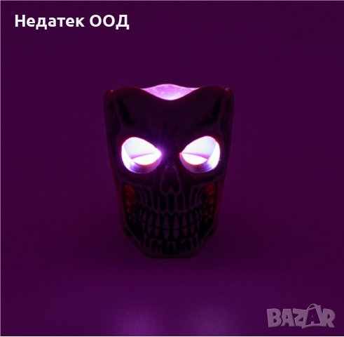 Декорация за Хелоуин, Череп, Цветна светлина, 6x5x7 см