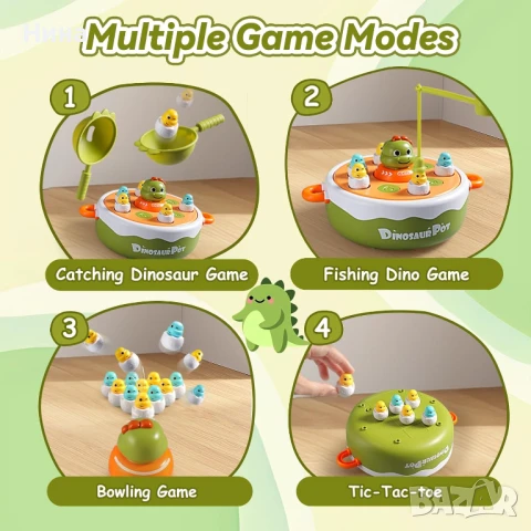 Многофункционална настолна, музикална игра 4в1- лов на динозаври 🦖, снимка 3 - Образователни игри - 50932821