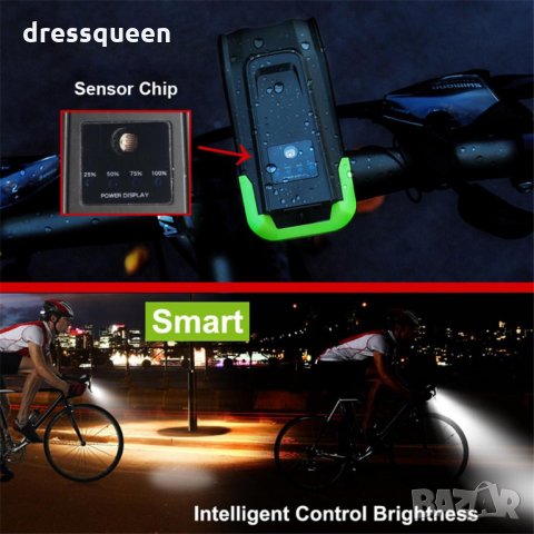 2654 Фар за велосипед акумолаторен с 2 Т6 диода и звънец, снимка 8 - Велосипеди - 30369223