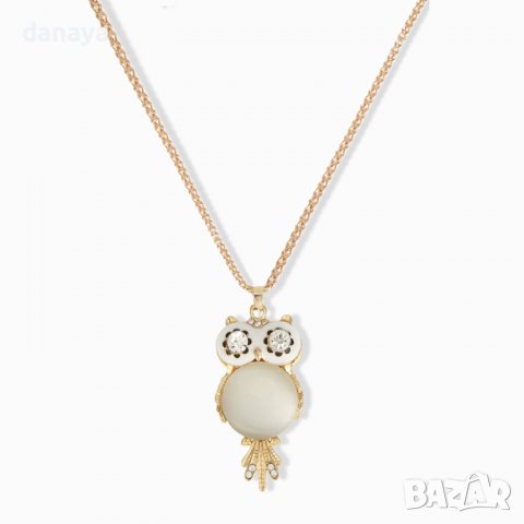 3298 Дамско дълго колие с висулка Бухал
