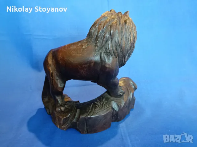 Дървена фигурка на Лъв, снимка 4 - Антикварни и старинни предмети - 48994752
