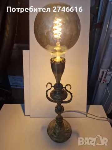 Бронзова настолна лампа ретро., снимка 3 - Антикварни и старинни предмети - 49533489