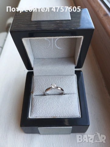 Чисто нов пръстен (бяло злато с диамант), снимка 5 - Пръстени - 53905523