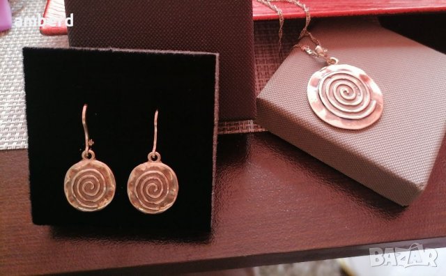 Сребърен комплект "Вдъхновение" - обици и медальон 