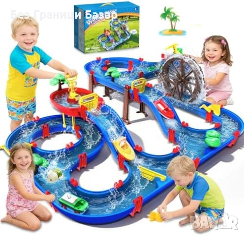 Нова играчка Детски воден комплект с 2 нива помпа лодки и водно колело