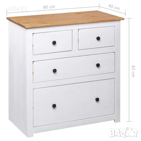 vidaXL Сайдборд, бял, 80x40x83 см, бор, стил Панама, снимка 8 - Бюфети - 56146534