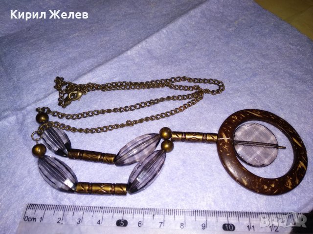 ХИПАРСКИ ЛЕТЕН АРТ ХЕНД МЕЙД МЕДАЛЬОН КОЛИЕ ОГЪРЛИЦА КОКОСОВ ОРЕХ КРИСТАЛЧЕТА МЕСИНГ 34788, снимка 5 - Колиета, медальони, синджири - 39144371