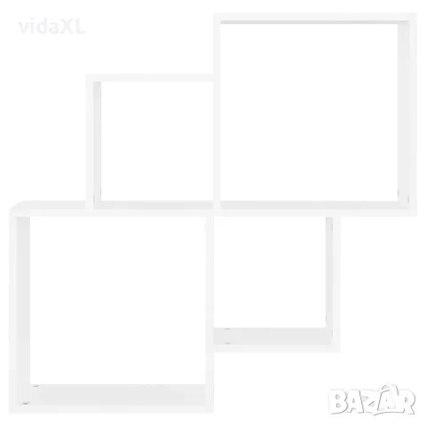 vidaXL Стенен кубичен рафт, бял, 80x15x78,5 см, инженерно дърво, снимка 3 - Ракли - 56147790
