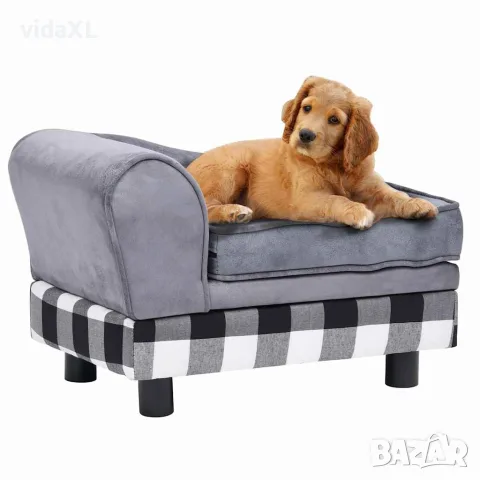 vidaXL Кучешки диван, сив, 57x34x36 см, плюш, снимка 3 - За кучета - 56146258