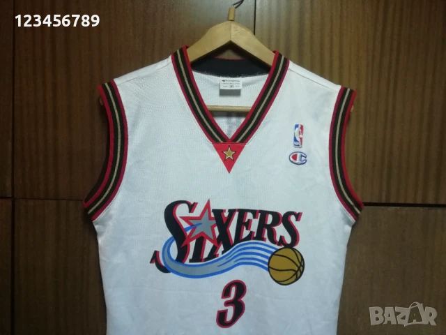 PHILADELPHIA SIXERS IVERSON CHAMPION NBA ОРИГИНАЛЕН ПОТНИК РАЗМЕР М , снимка 4 - Спортни дрехи, екипи - 50911275