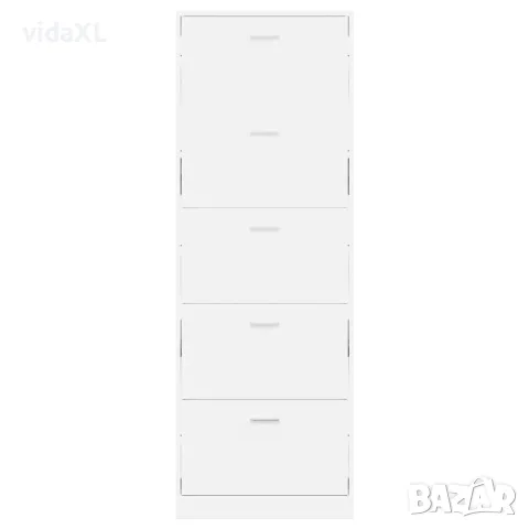 vidaXL Бял дървен шкаф за обувки с 5 отделения, снимка 4 - Шкафове - 56146366