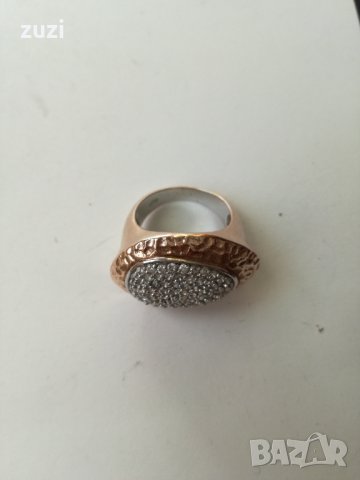 Италиански сребърен дамски пръстен с циркони и розово родиево покритие., снимка 4 - Пръстени - 38355104