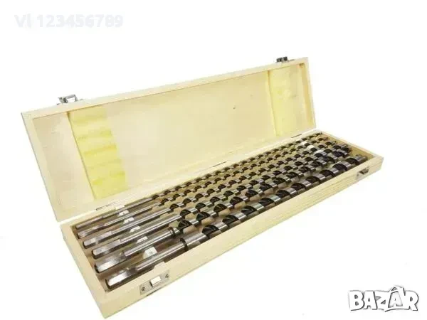 Комплект свредла /бургия /за дърво 6 части 6 – 18 \ 460 мм в дървена кутия Mar-Pol, снимка 2 - Други инструменти - 50815174