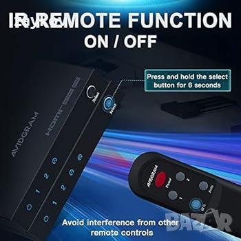 HDMI 2.1 превключвател 8K 60Hz, AVIDGRAM HDMI превключвател 2 в 1 OUT с IR Remote, 2 порта 4k 120Hz, снимка 3 - Друга електроника - 44810734