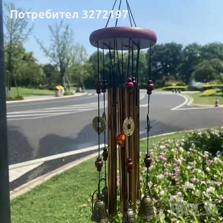 Ретро бронзови вятърни звънци с дизайн на древни монети, снимка 1