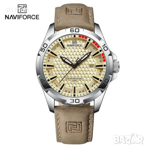 NAVIFORCE SYLBN NF8023 Луксозен мъжки кварцов часовник с кожена, снимка 2 - Мъжки - 42827162