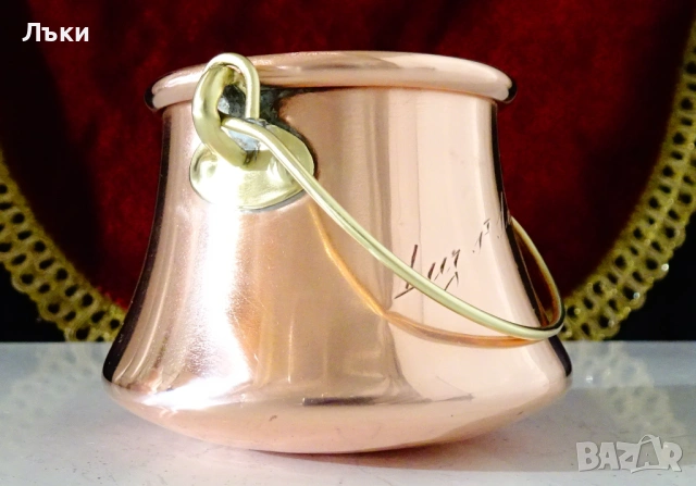 Медно котле,менче от Льовен,чиста червена мед. , снимка 3 - Антикварни и старинни предмети - 53296371