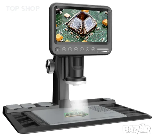 Дигитален LCD микроскоп с 7" IPS екран 1600x увеличение 12 милиона пиксела лупа
