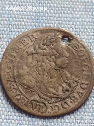 Сребърна монета 6 кройцера 1685г. Леополд първи Виена Свещена Римска Империя 13772