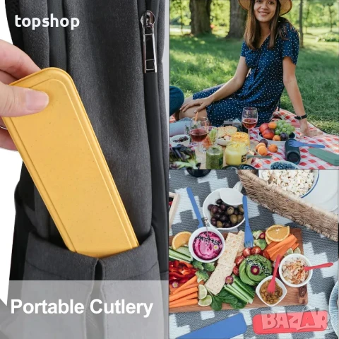 НОВИ комплект дебели пластмасови прибори за многократна употреба в кутийки, 8 комплекта. Включва..., снимка 11 - Прибори за хранене, готвене и сервиране - 50495036