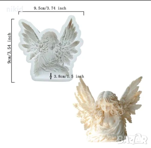 Момиче Ангел със широко отворени крила силиконов молд форма фондан шоколад гипс декор, снимка 2 - Форми - 50704533