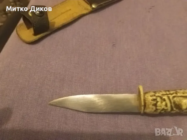 Малък ловен нож елен от соца естествена кожа калъф за колан 170х90мм, снимка 7 - Ножове - 36619906