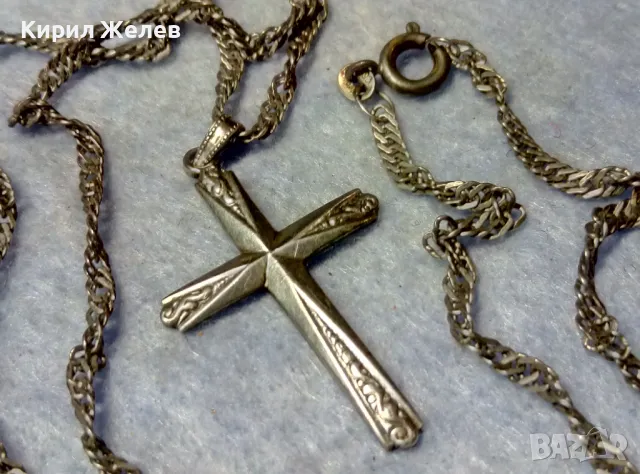 СТАР ОРНАМЕНТИРАН СРЕБЪРЕН КРЪСТ СРЕБРО 835 N с СРЕБЪРНА ВЕРИЖКА СРЕБРО 900 МАЙСТОРСКА РАБОТА 50113, снимка 11 - Антикварни и старинни предмети - 49913117