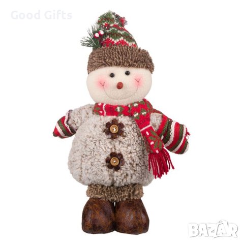 Коледен Снежен човек, Дървени копчета, 43см, снимка 3 - Декорация за дома - 42707991