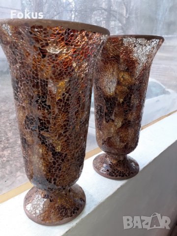 Две страхотни големи вази стъклена мозайка Уникати, снимка 4 - Антикварни и старинни предмети - 35254504