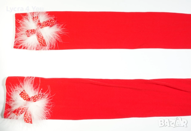 S/M червени плътни чорапи с бели пухчета, снимка 2 - Дамски чорапи - 52701192