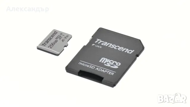 Карта памет Transcend 256 GB microSDXC Class 10 UHS-I U3 A1 V30 с адаптер
