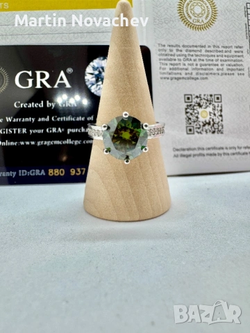 Сребърен пръстен с мойсанит (Диамант) 3 карата, снимка 3 - Пръстени - 53991226