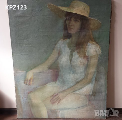 КАРТИНА ПОРТРЕТ НА ЖЕНА 40-те год МАСЛЕНИ БОИ /ТЕНЬО ЖЕЛЕВ, снимка 6 - Картини - 29081265