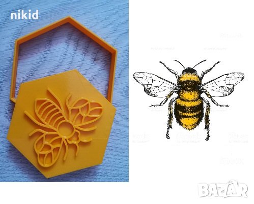Пчела печат с резец шестоъгълник пластмасов форма фондан тесто бисквитки