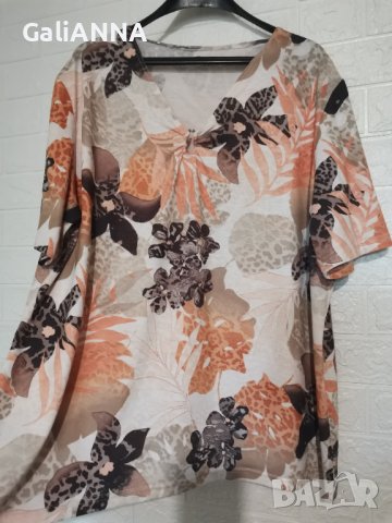 СТРАХОТНА ТУНИКА С ЦВЕТЯ РАЗМЕР 3XL-4XL, снимка 4 - Туники - 38097874