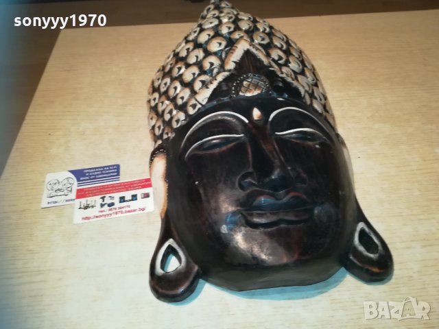 ГОЛЯМА маска стенна от дърво Буда декорирана 0311202206, снимка 6 - Колекции - 30664495