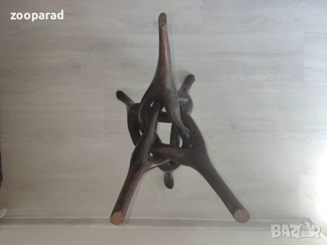 Африканска холна масичка с оригинални подвижни крачета. , снимка 10 - Антикварни и старинни предмети - 51009288