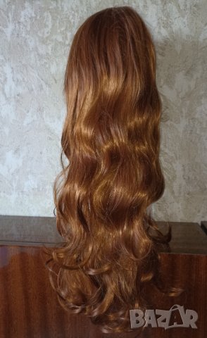 Медено червеникава много дълга 80 см. нова перука с бритон, снимка 9 - Аксесоари за коса - 40539115