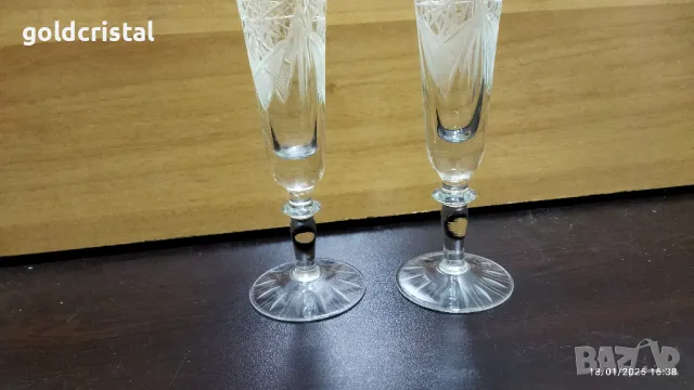български кристал сватбени чаши, снимка 5 - Чаши - 48732092