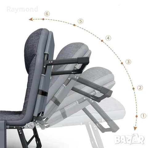 Сгъваемо походно легло с 4 крака и мек матрак, антрацит сиво, снимка 9 - Спални и легла - 50822788