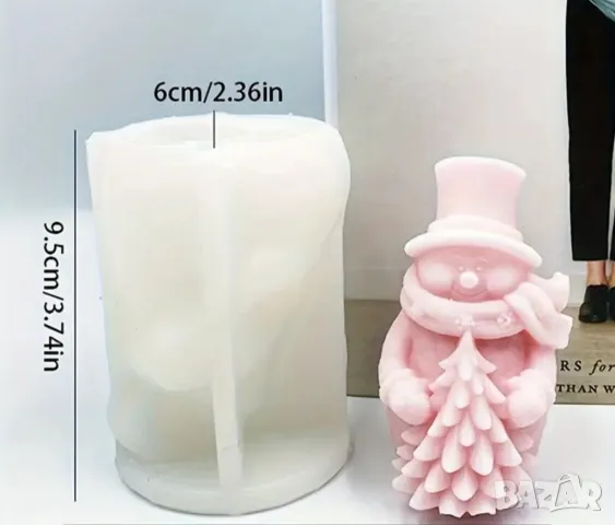 Молд снежен човек с елха 6, снимка 2 - Форми - 47359915