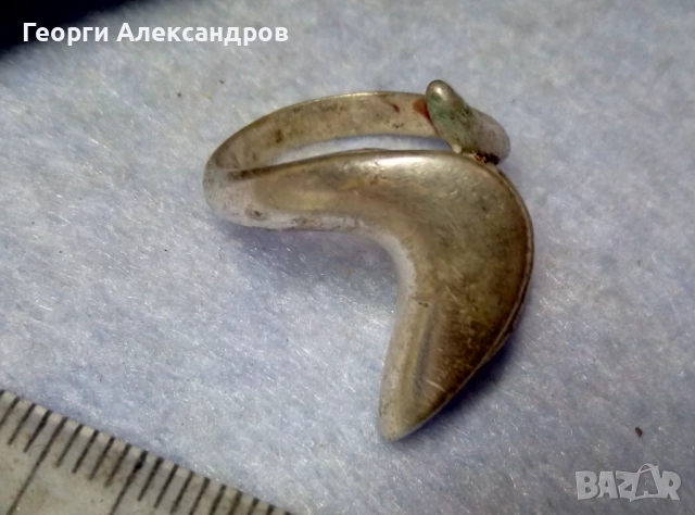 Арт НУВО стил СРЕБЪРЕН Пръстен СРЕБРО 925 Майсторска ръчна художествена изработка, снимка 3 - Пръстени - 52338684