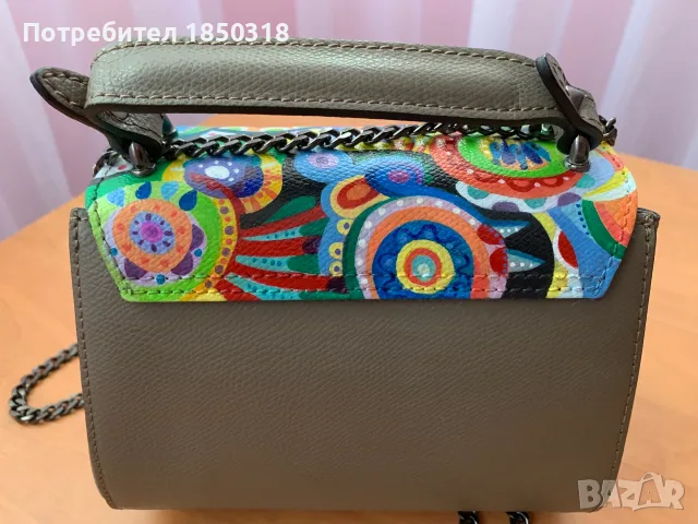 Дамска чанта от естествена кожа ръчно рисувана, снимка 3 - Чанти - 56248360
