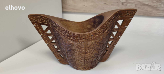 Дървена резбована чаша за пиене, снимка 4 - Антикварни и старинни предмети - 44651350
