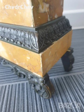 Франция 1800-те/40см-8кг стар френски каминен часовник/бронзова фигура с мрамор, снимка 9 - Антикварни и старинни предмети - 51295095